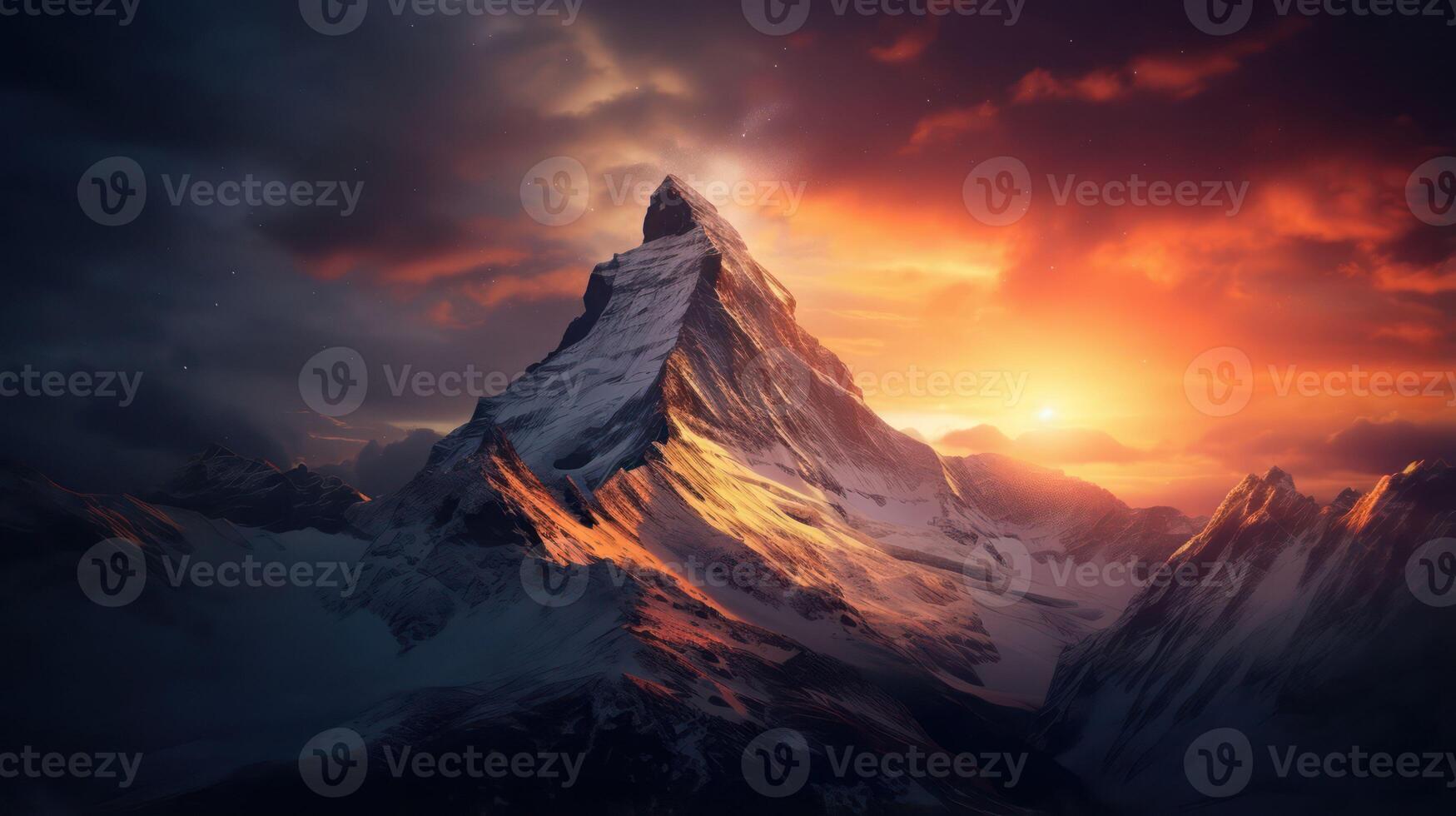 AI generated Mountaintop Sunrise Beauty photo