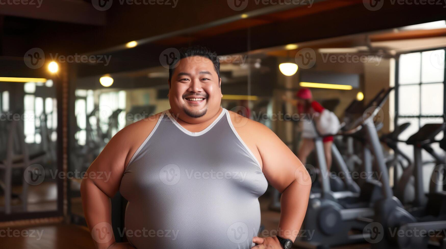 AI generated Gym Empowerment for Plus Size Asian Man photo