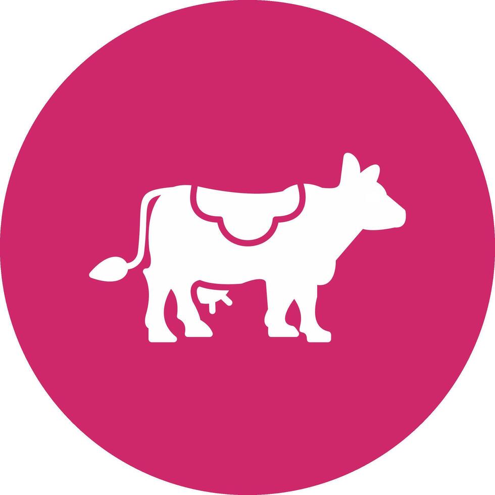 Cow Glyph Circle Icon vector