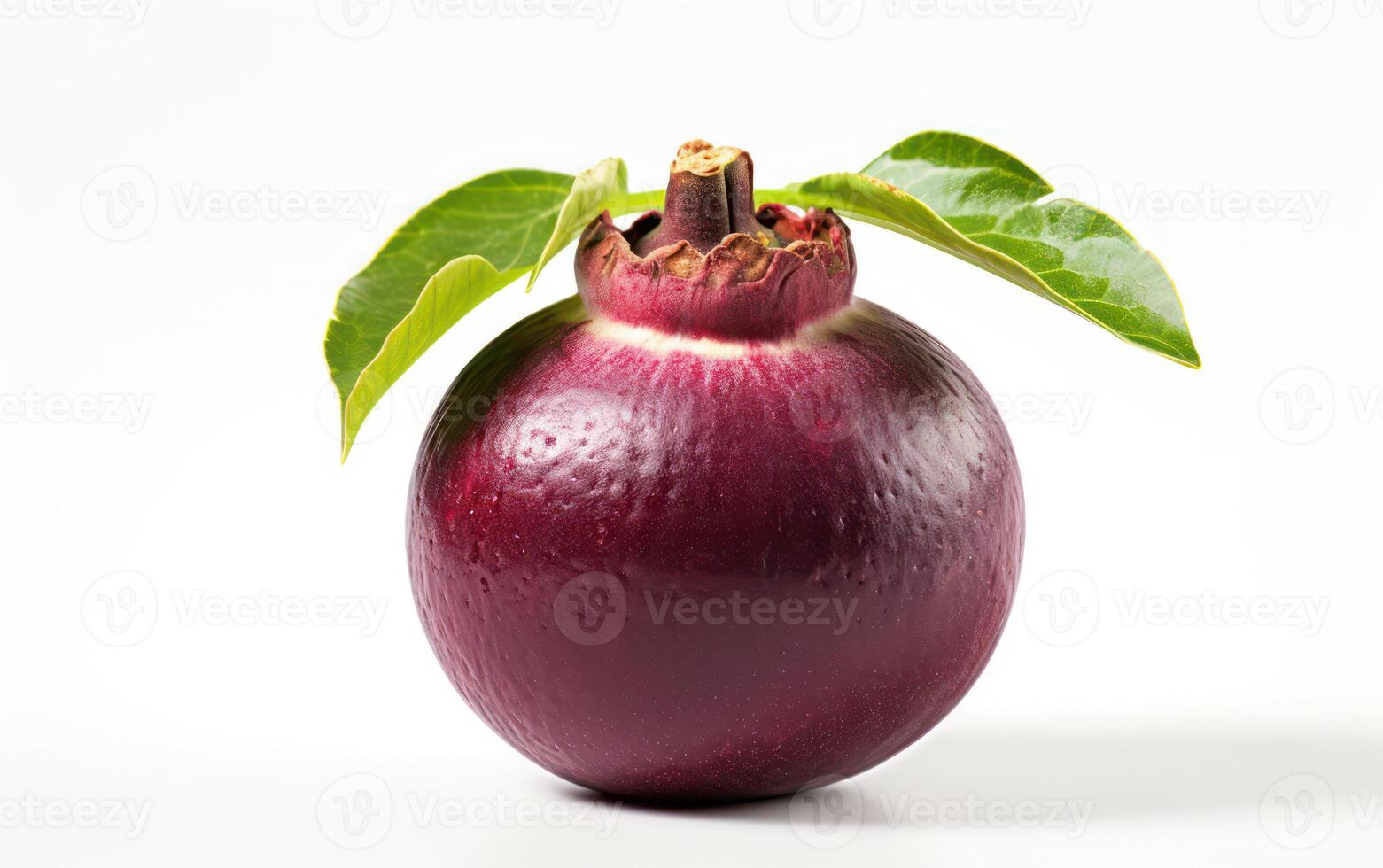 AI generated fresh mangosteen isolated on white background photo