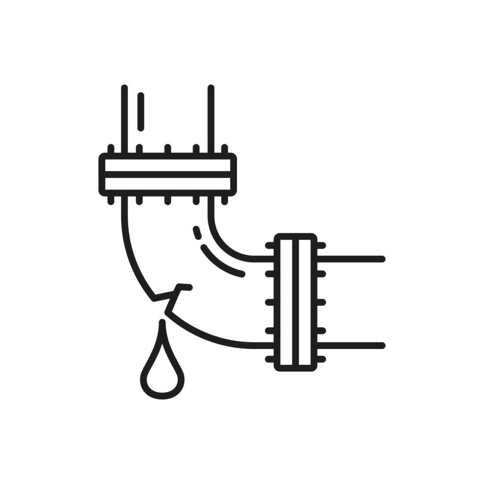 Plumbing service icon with broken sewage pipe vector