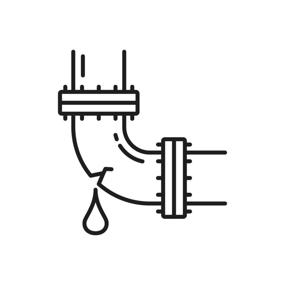 plomería Servicio icono con roto aguas residuales tubo vector