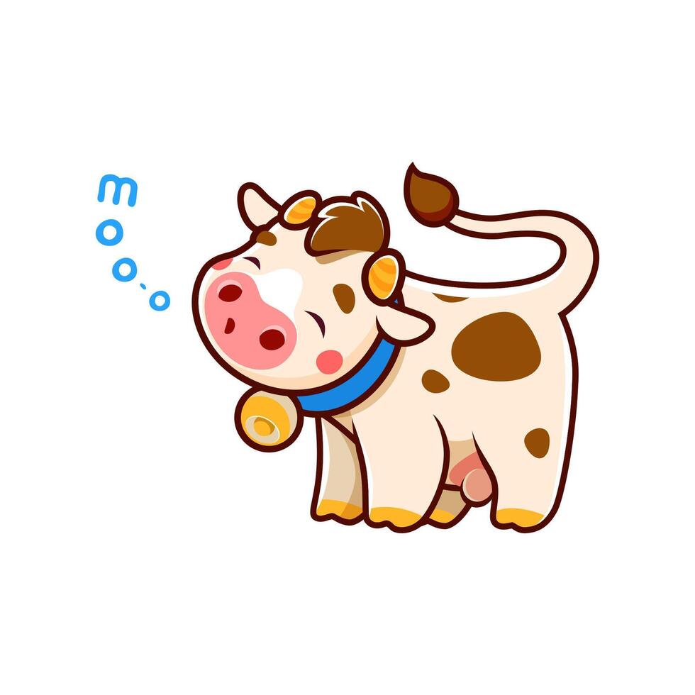 Cartoon cute cow character, adorable farm animal vector