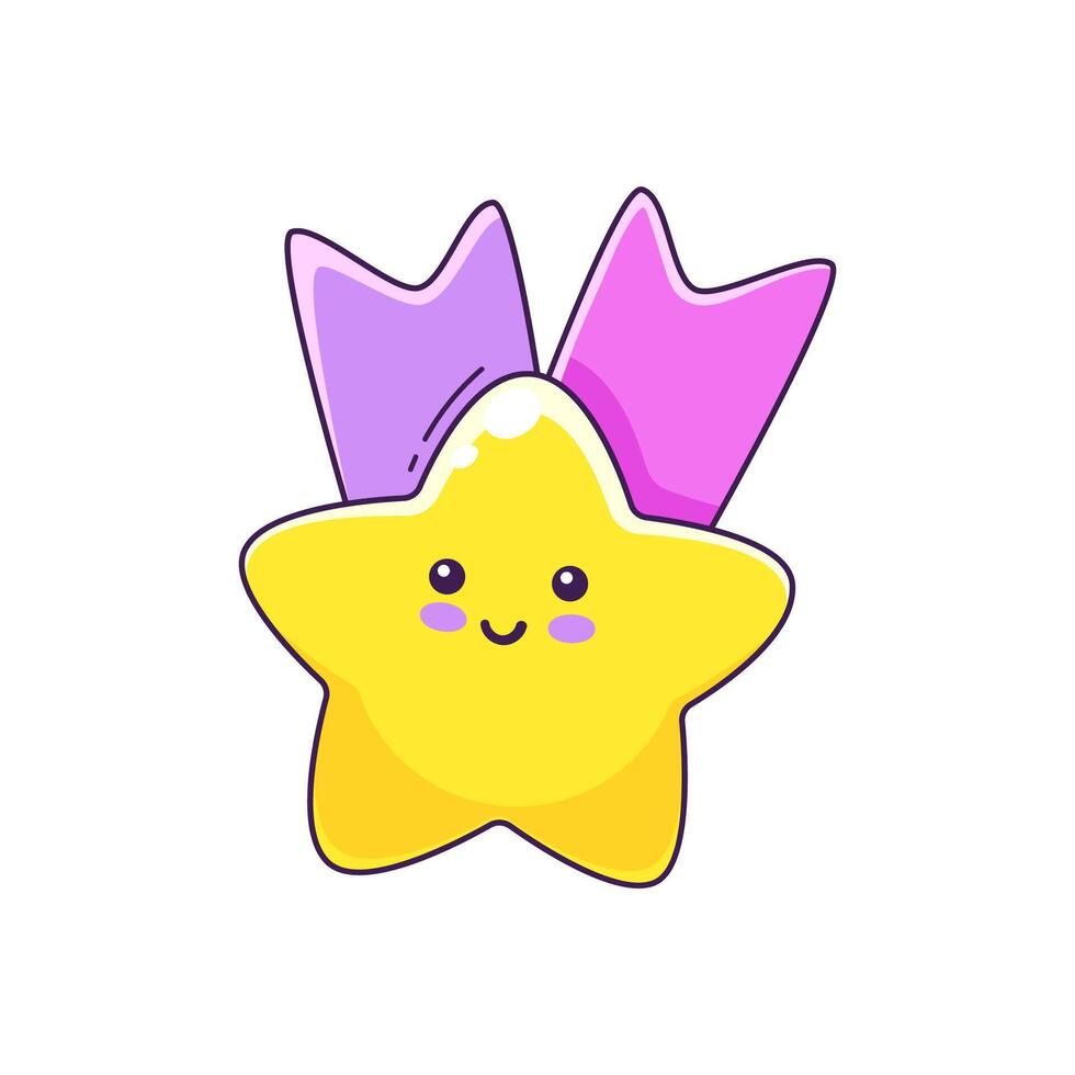 dibujos animados estrella linda kawaii personaje, premio cintas vector