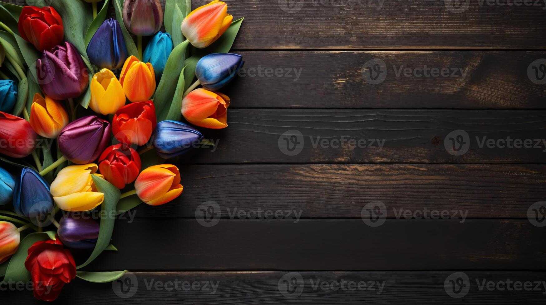 AI Generated Romantic Valentines Day Background with Colorful Flowers and Hearts for Love Celebration photo