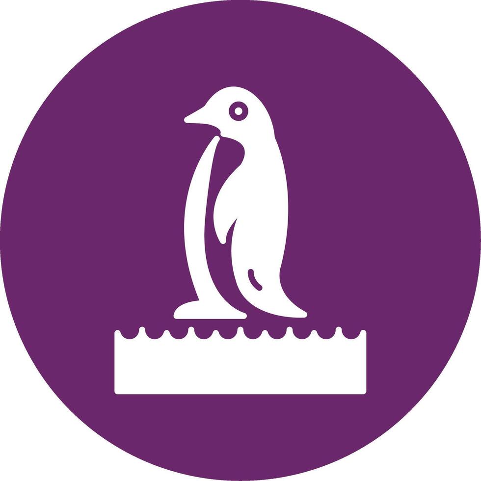 pingüino glifo circulo icono vector