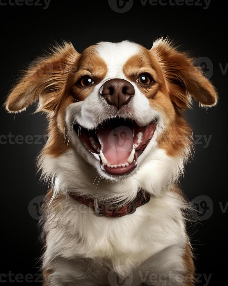 AI generated Adorable canine with hilarious and expressive close-up - funny dog portrait for lighthearted moments photo