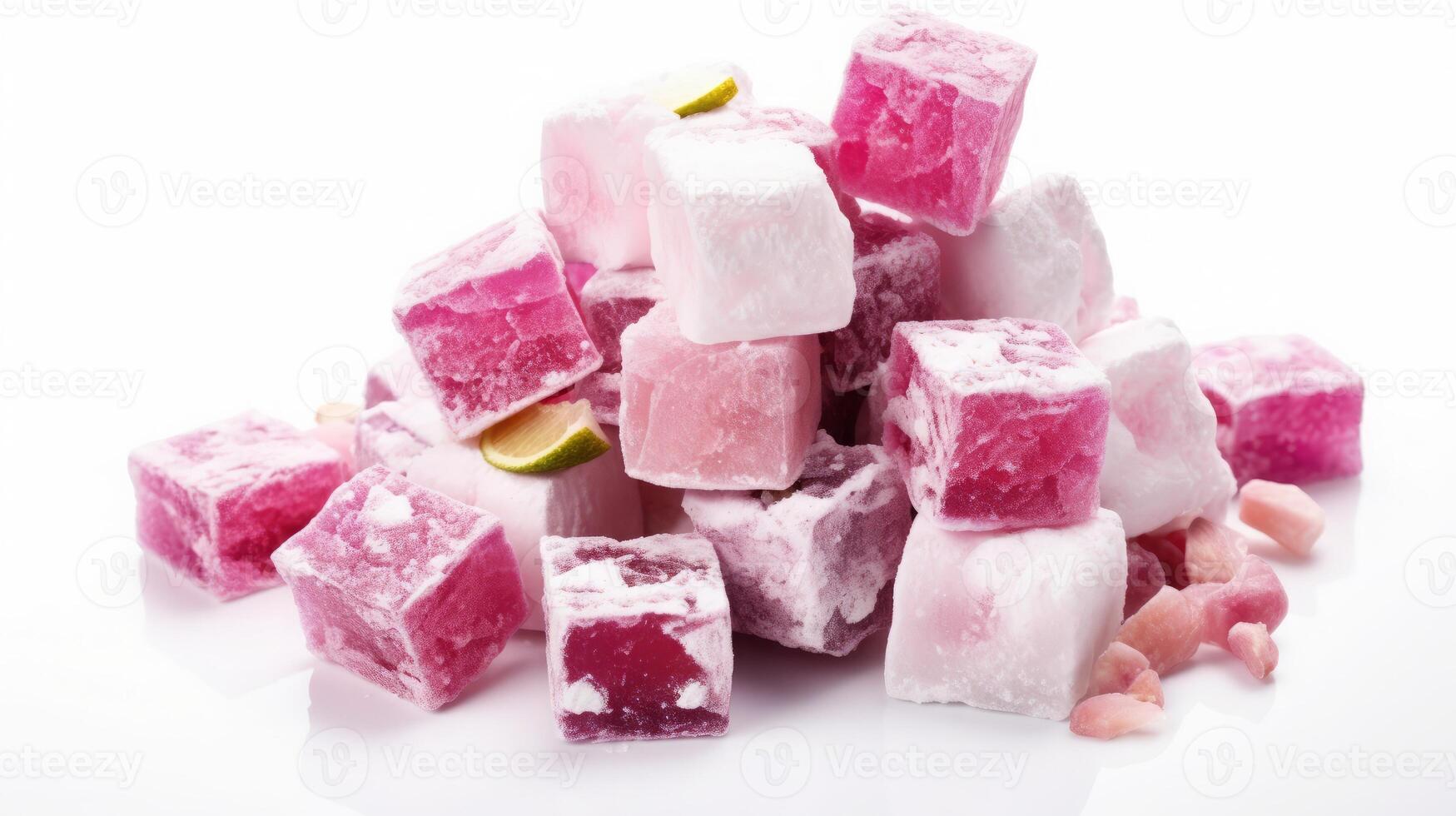 AI generated Sweet Turkish Delight on White photo