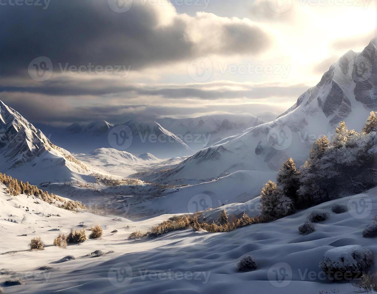 AI generated Snow covered forest. Generative ai photo