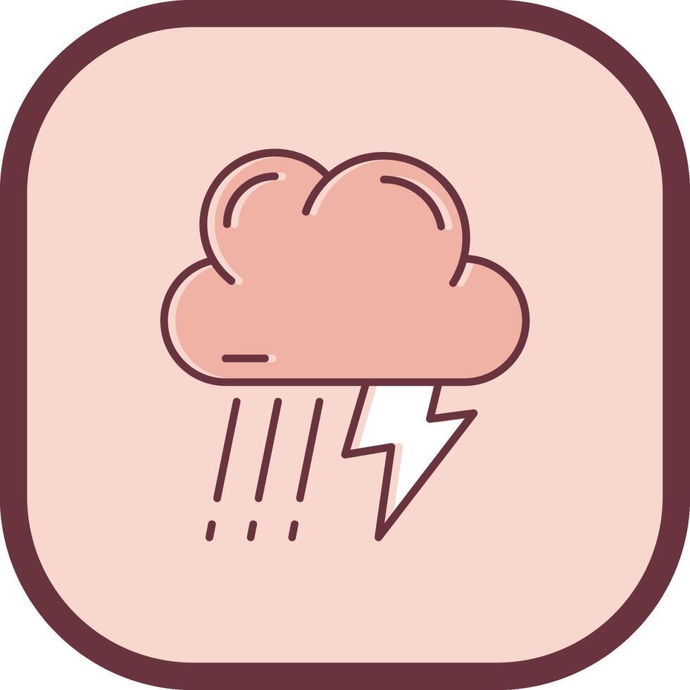 Thunder strom Line filled sliped Icon vector