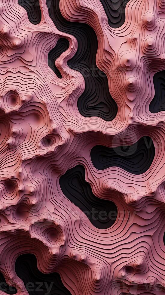 AI generated pink topographic miniature background 3d photo