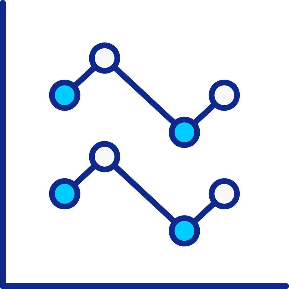 Line Chart Blue Filled Icon vector