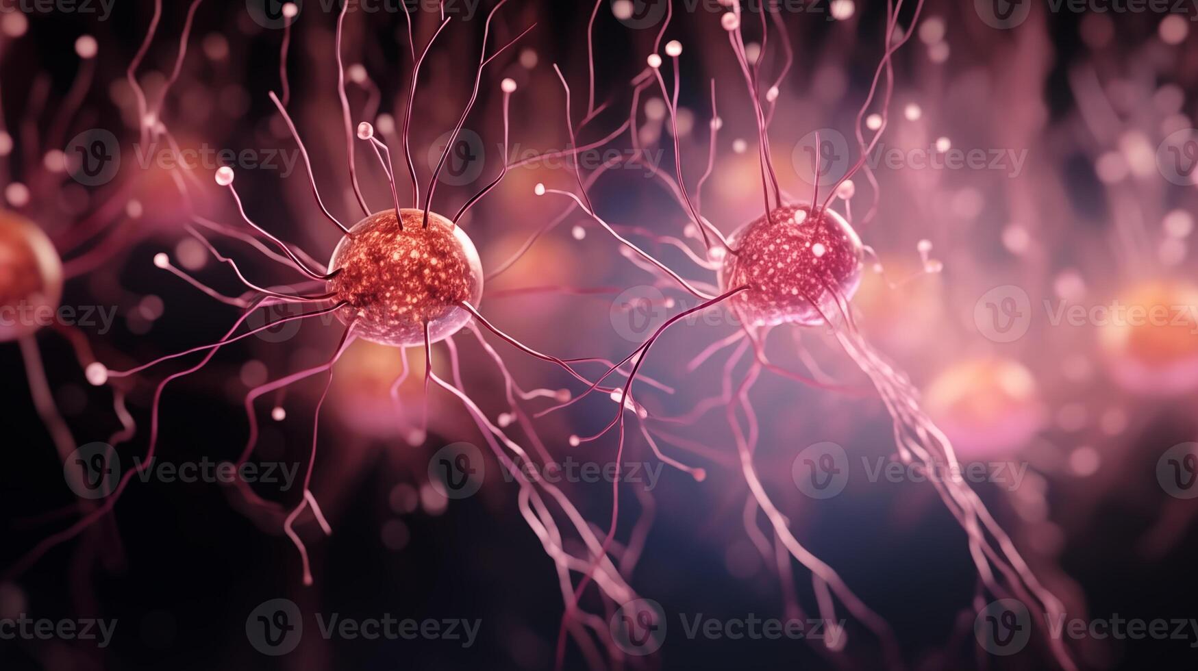 AI generated neurons connections background photo