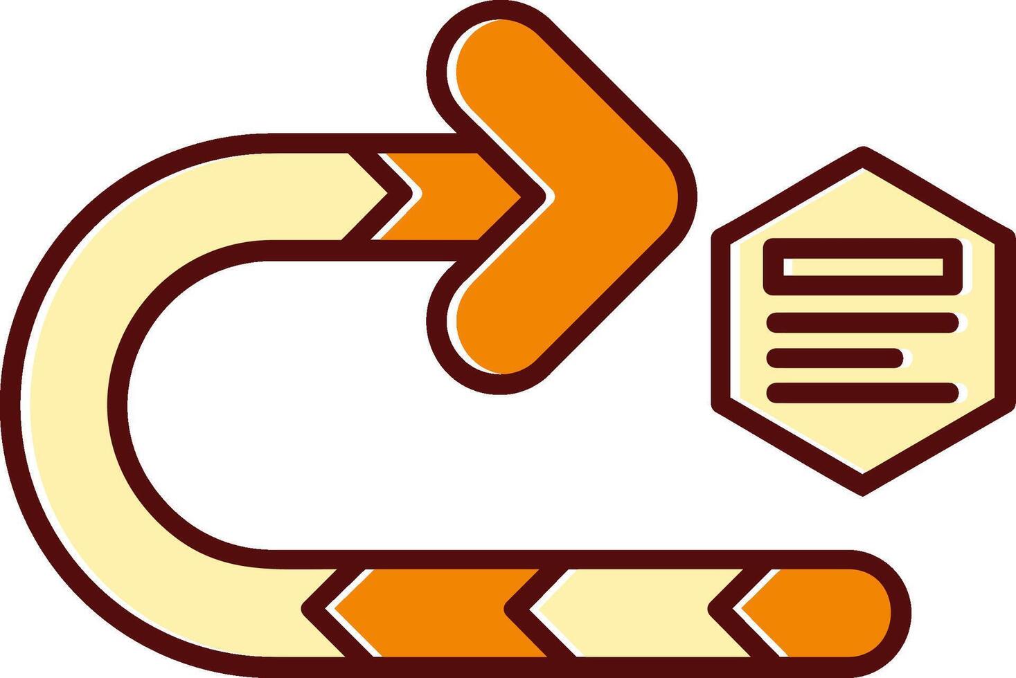 Right turn filled Sliped Retro Icon vector