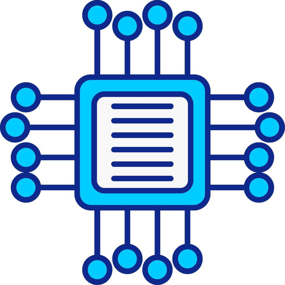 Computer Chip Blue Filled Icon vector