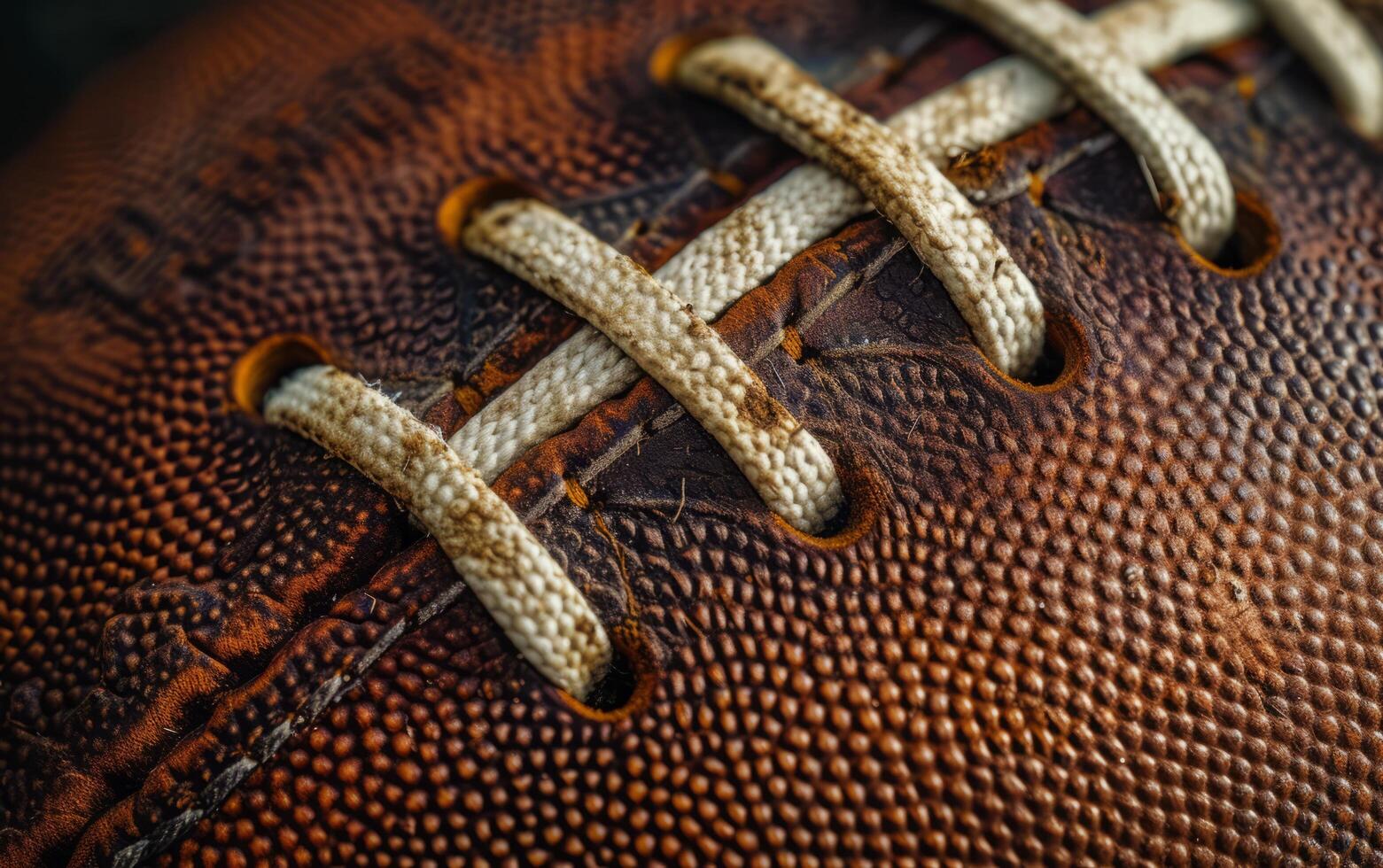 AI generated Leather Football Texture Close Up Macro photo