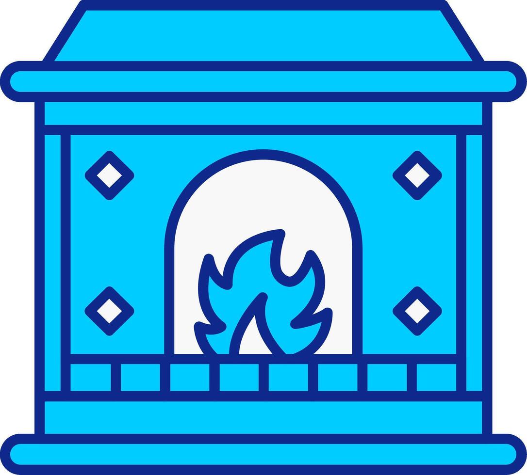 Fireplace Blue Filled Icon vector