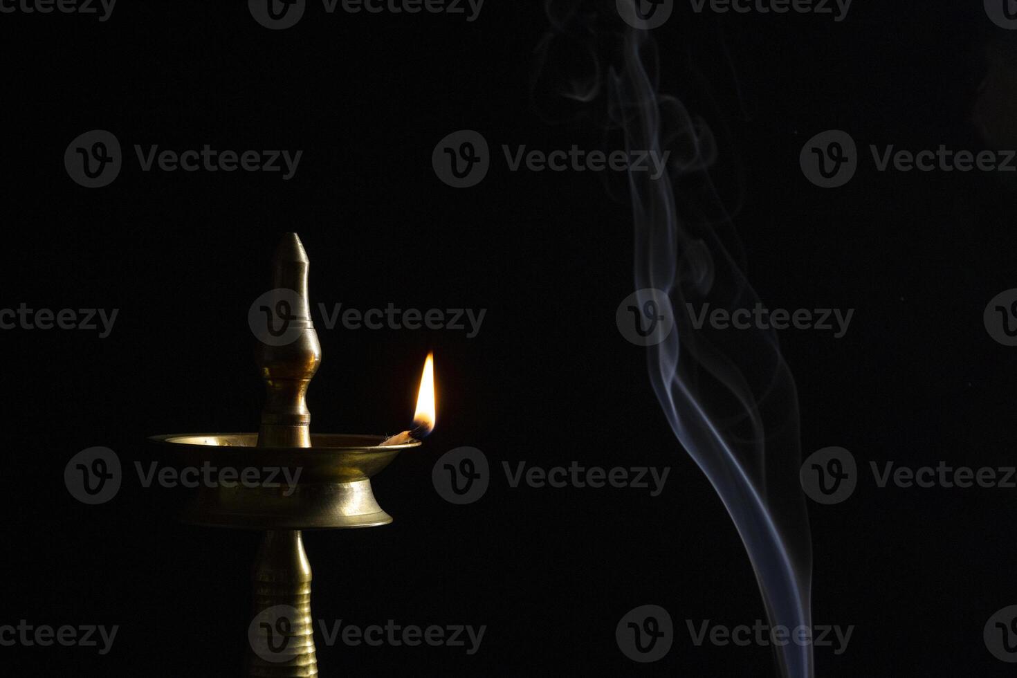 Indian oil lamp isolated in Black Background, 4k Video photo
