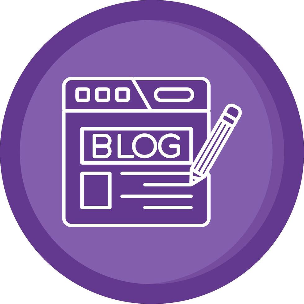 Blog sólido púrpura circulo icono vector