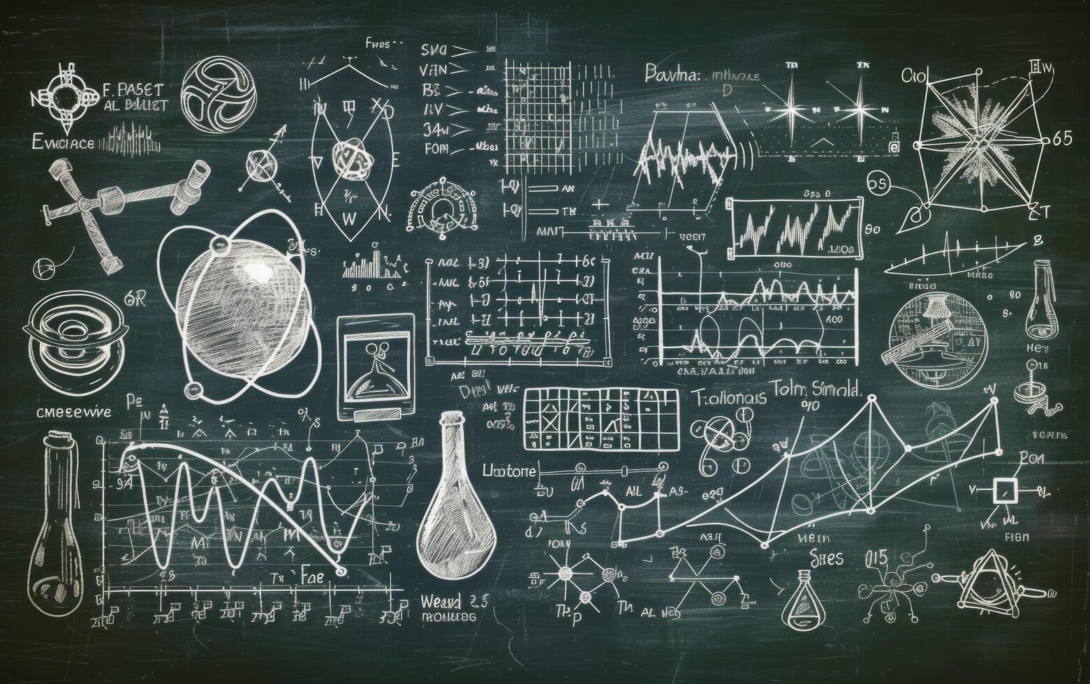 AI generated Chalkboard with Mathematical Concepts photo