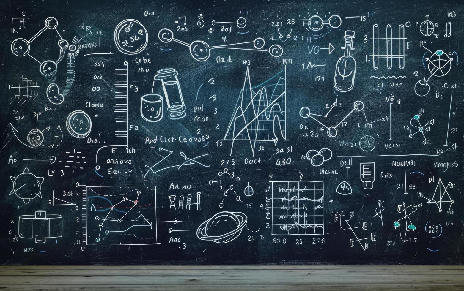 AI generated Chalkboard with Mathematical Concepts photo