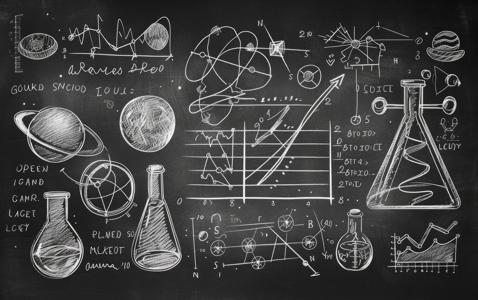 AI generated Chalkboard with Mathematical Concepts photo