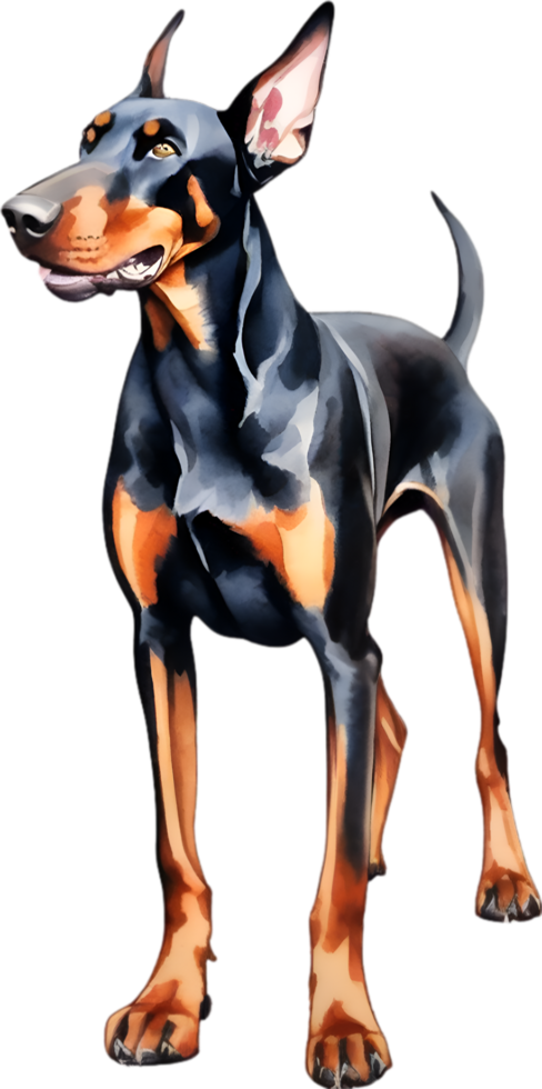 ai generiert Dobermann Pinscher Hund. Aquarell Clip Art. png