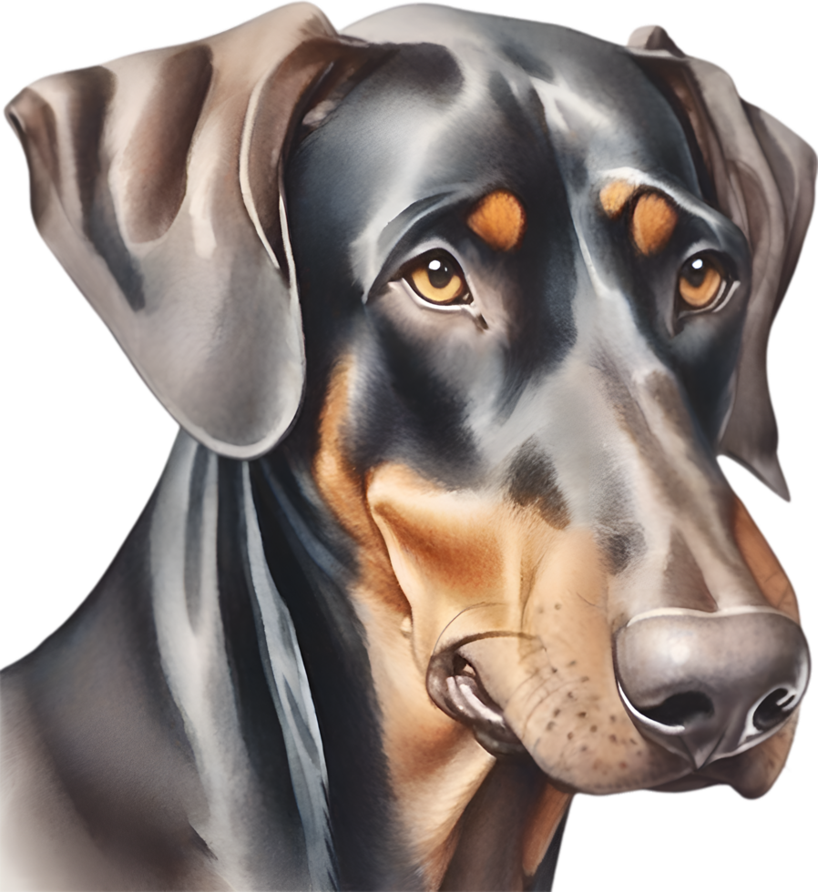 ai genererad doberman pinscher hund. vattenfärg ClipArt. png