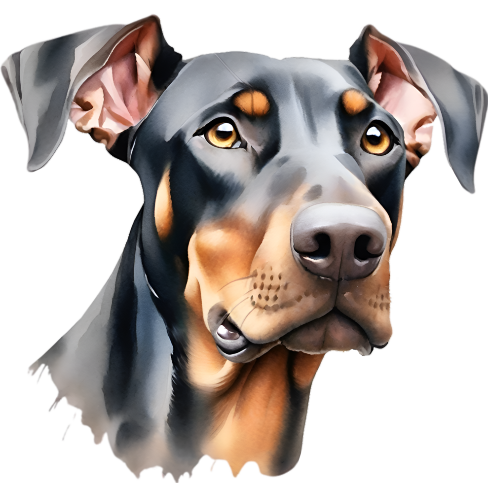 ai genererad doberman pinscher hund. vattenfärg ClipArt. png