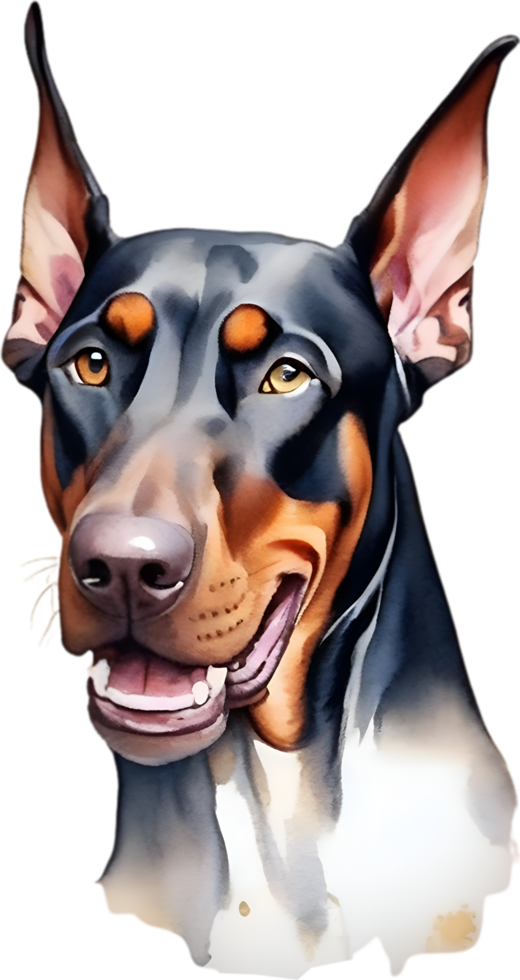 ai gegenereerd doberman pinscher hond. waterverf clip art. png