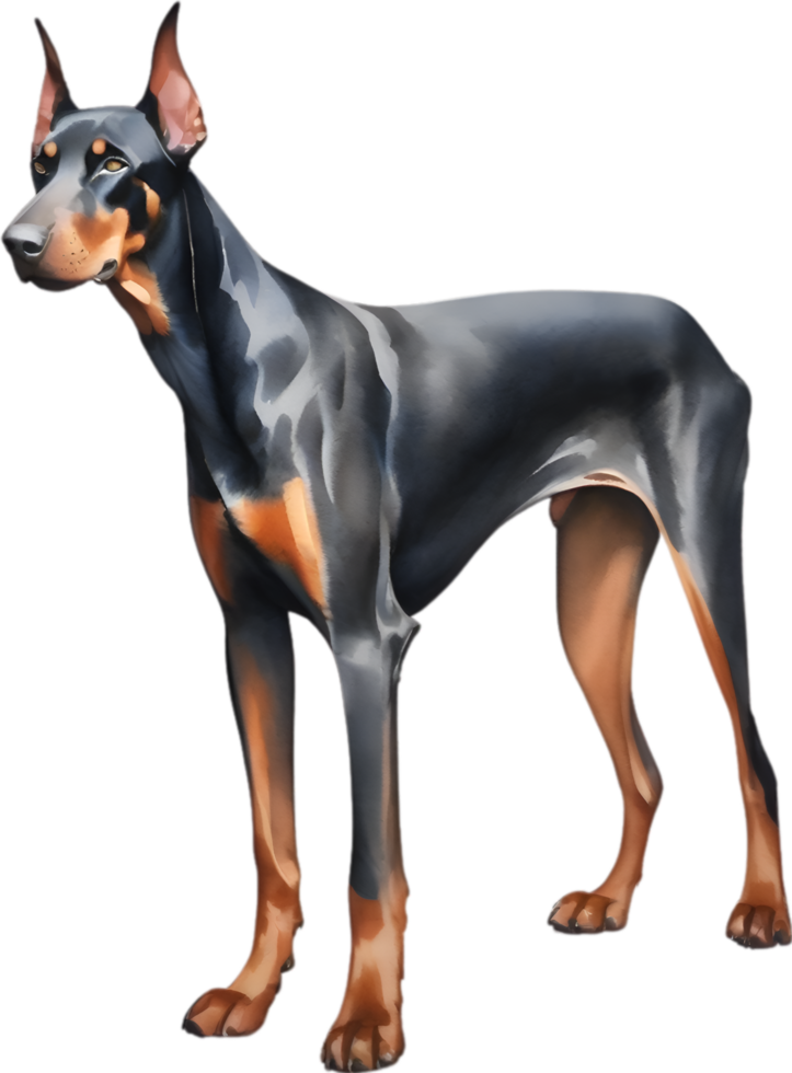 AI generated Doberman Pinscher dog. Watercolor Clipart. png