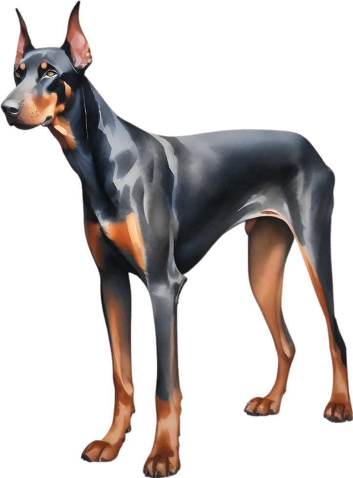 ai gerado doberman pinscher cachorro. aguarela clipart. png