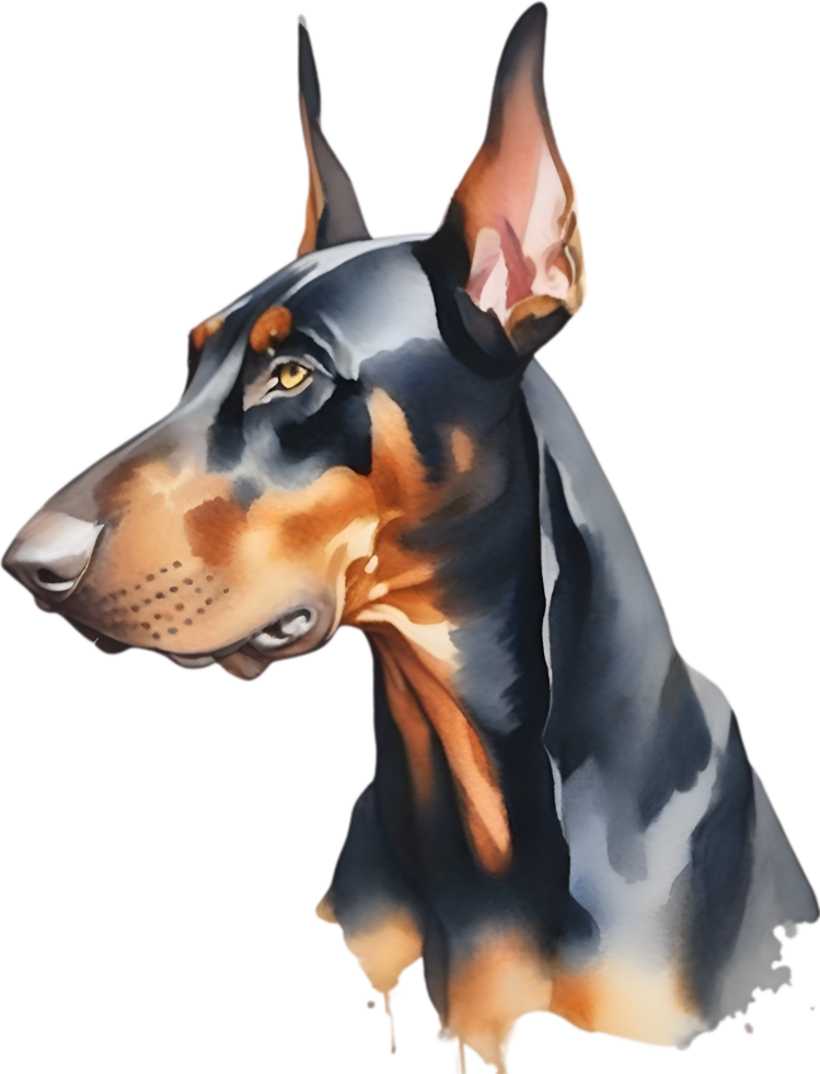 AI generated Doberman Pinscher dog. Watercolor Clipart. png