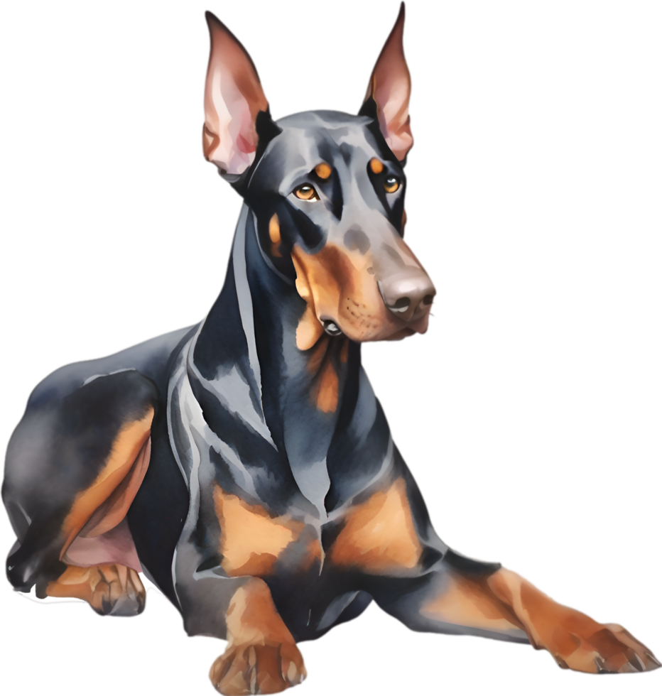 AI generated Doberman Pinscher dog. Watercolor Clipart. png