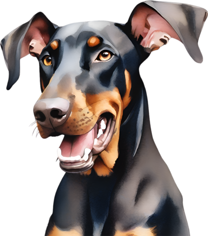 ai genererad doberman pinscher hund. vattenfärg ClipArt. png