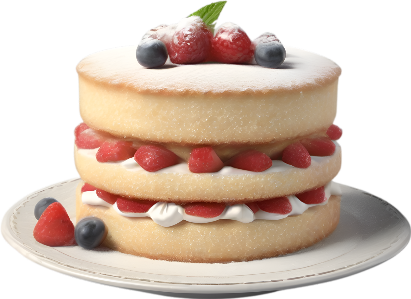 AI generated Sponge Cake. Close-up image of a Classic Victoria sandwich recipe. png