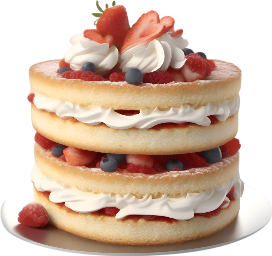 AI generated Sponge Cake. Close-up image of a Classic Victoria sandwich recipe. png