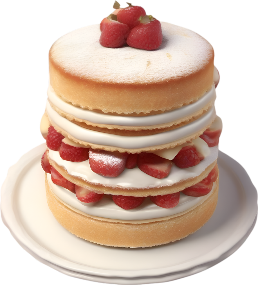 AI generated Sponge Cake. Close-up image of a Classic Victoria sandwich recipe. png