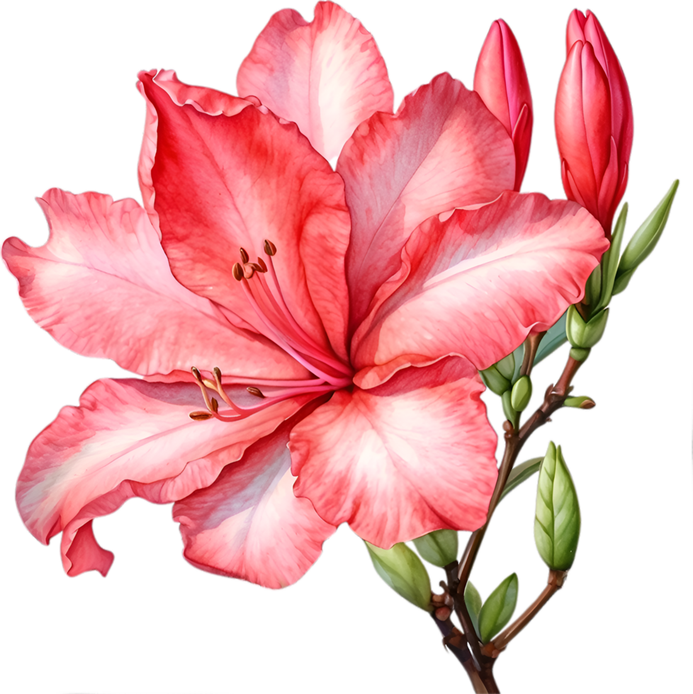 AI generated Watercolor painting of an Azalea flower. png