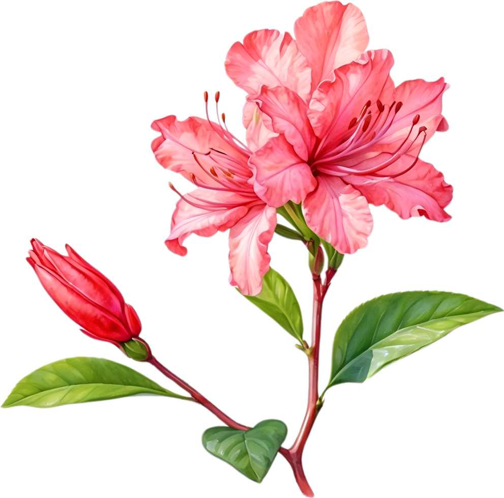 AI generated Watercolor painting of an Azalea flower. png