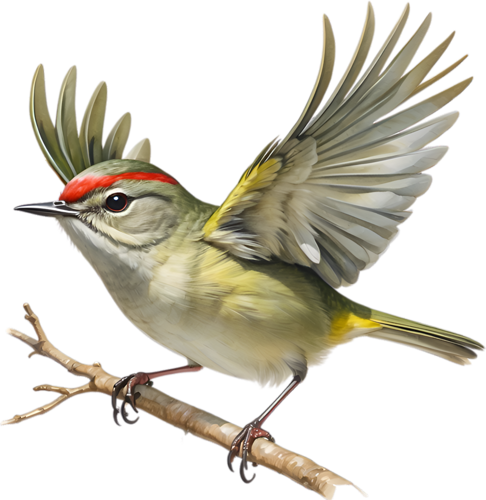 AI generated Close-up image of a Ruby-Crowned Kinglet bird. png