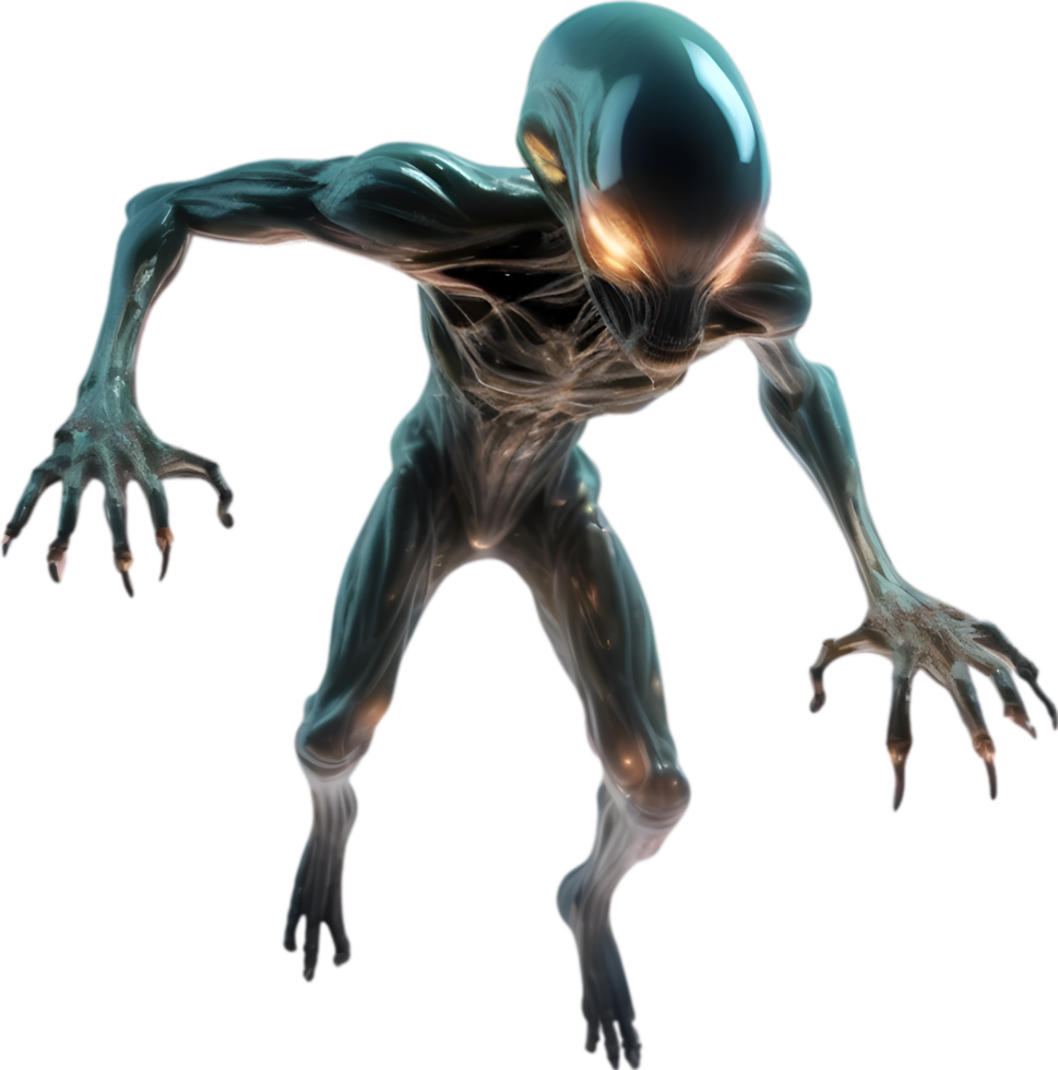 AI generated Close-up image of a skinny Alien. png