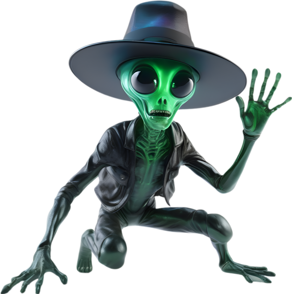 AI generated Close-up image of a skinny Alien. png