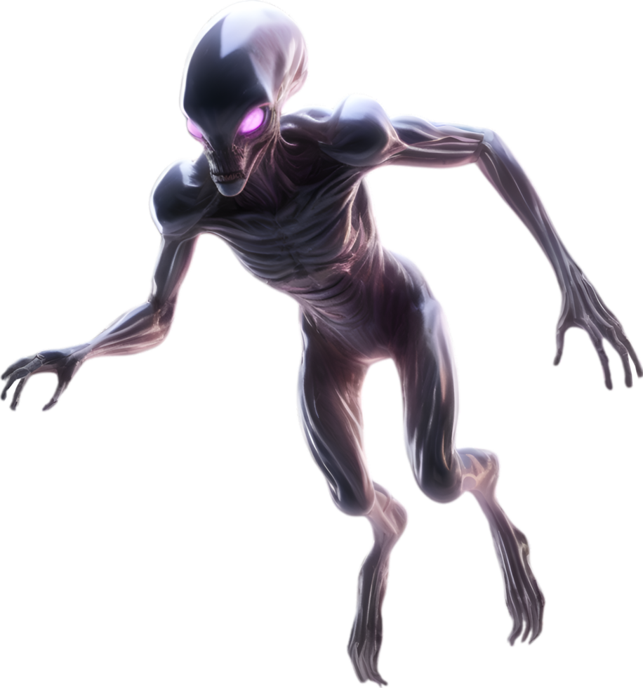 AI generated Close-up image of a skinny Alien. png