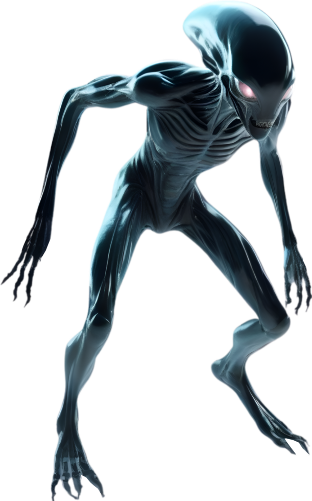 AI generated Close-up image of a skinny Alien. png