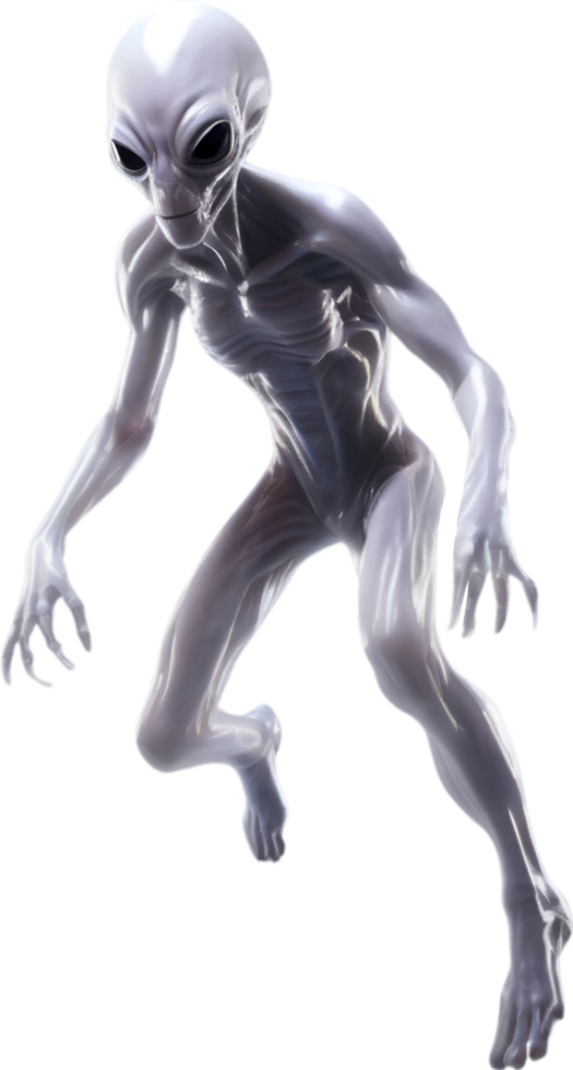 AI generated Close-up image of a skinny Alien. png