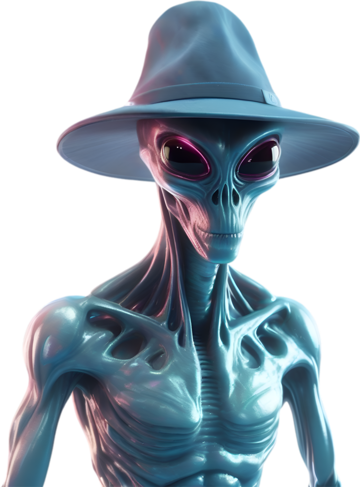 AI generated Close-up image of a skinny Alien. png
