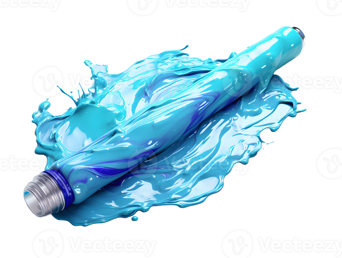 AI generated Blue Paint Brush Isolated on Transparent Background. Blue Dye. Generative Ai png