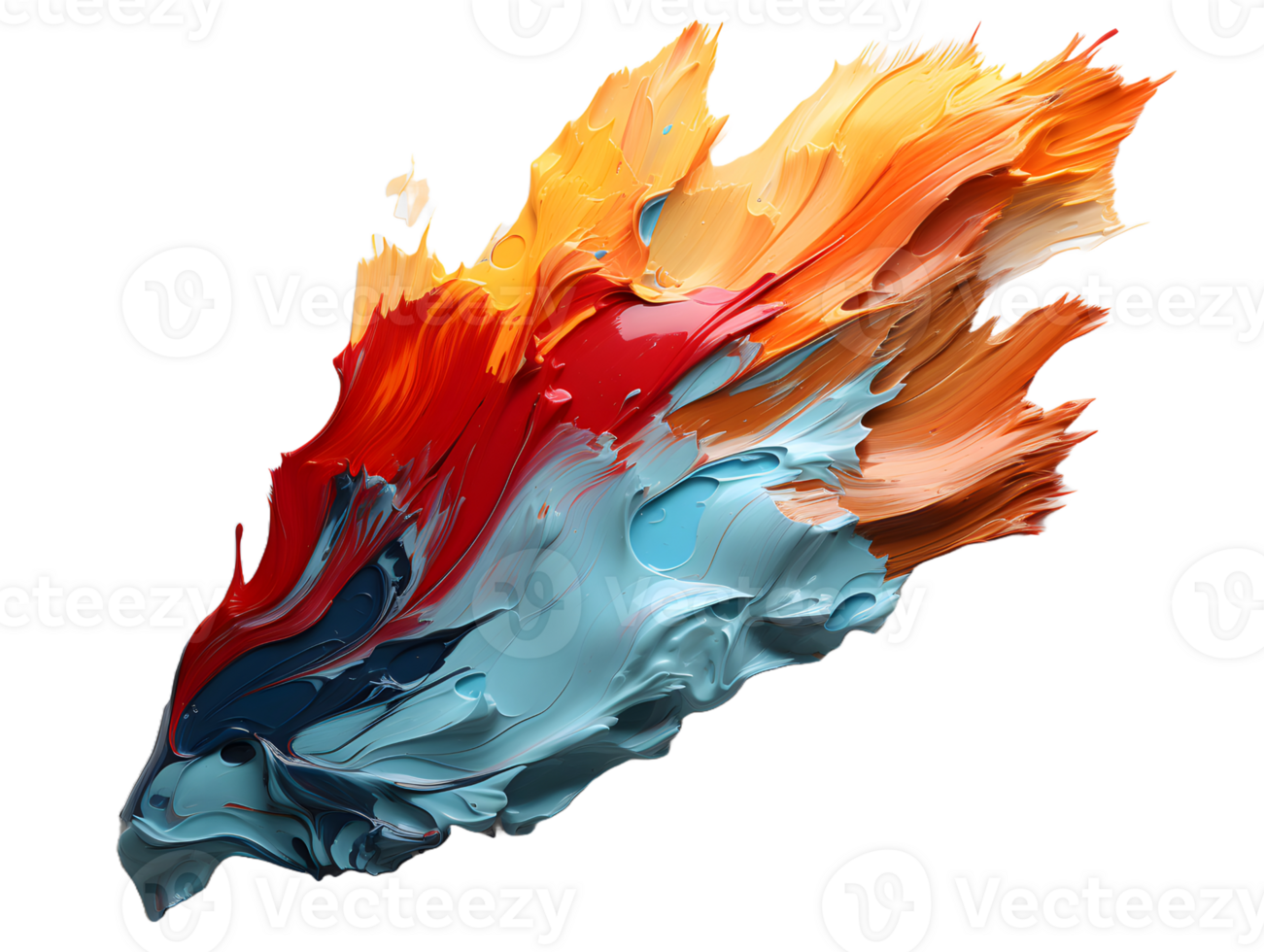 AI generated Abstract and Colorful Paint Splashes Isolated on Transparent Background. Vibrant Paint Dye. Dynamic Background for Wallpaper. Generative Ai png