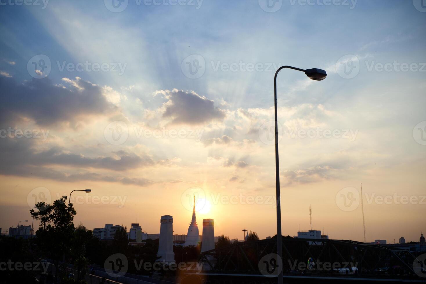 dark blue cloud with white light sky background and city light midnight evening time with dusk cloudy sky photo